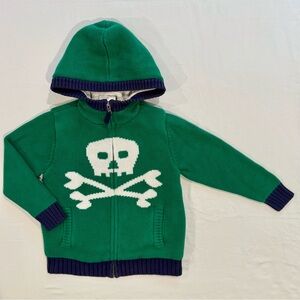 Hanna Andersson Sherpa Lined Sweater Hoodie Boys 5 110 cm Skull and Crossbones